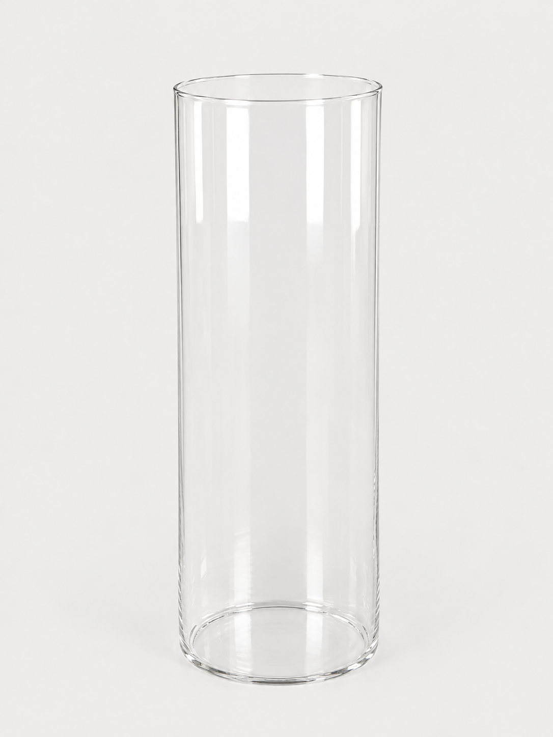 Jarrón de cristal cilíndrico alto