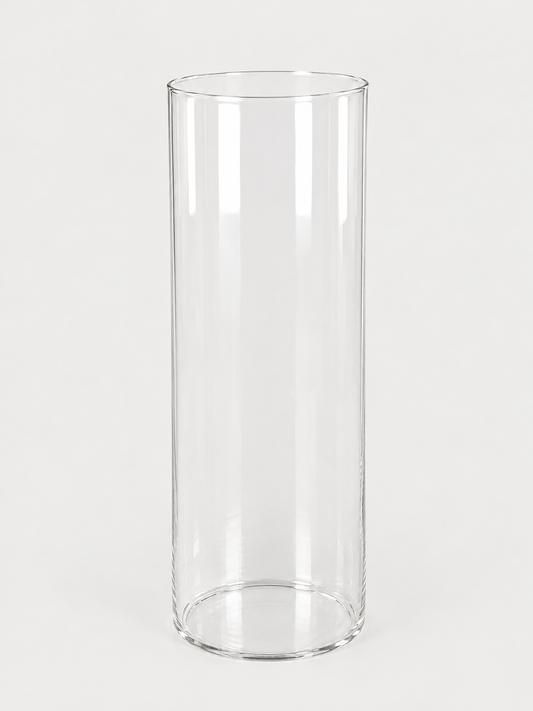 Jarrón de cristal cilíndrico alto